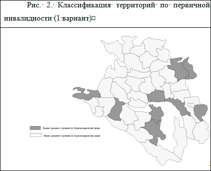Классификация территорий по первичной инвалидности (1 вариант)